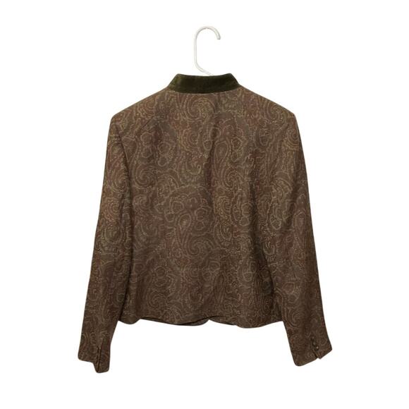 Charter Club Womens Blazer Jacket Paisley Wool Velvet Collar Size 10 Medium - Picture 2 of 7